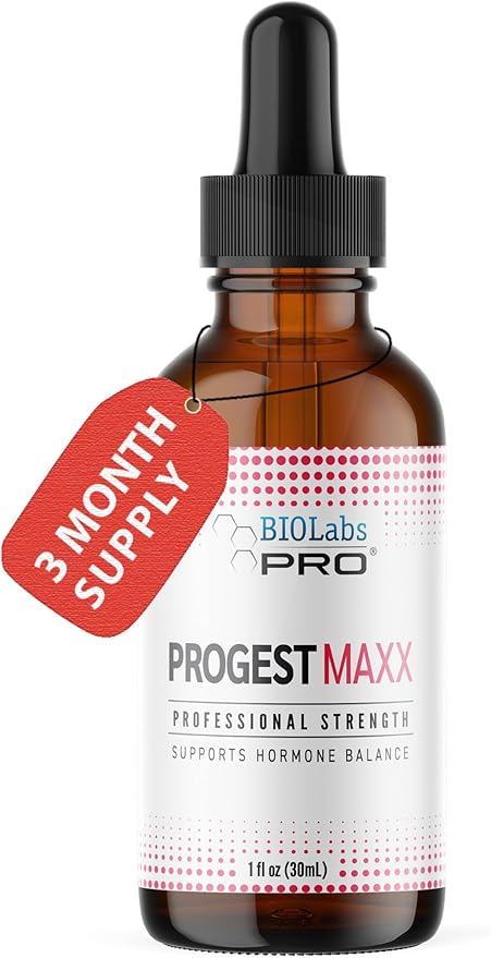 BIOLABS PRO Progest Maxx Oil - Bioidentical Natural Solution - 8mg Per Drop - Three Month Supply - Luxury Glass Bottle - 1oz