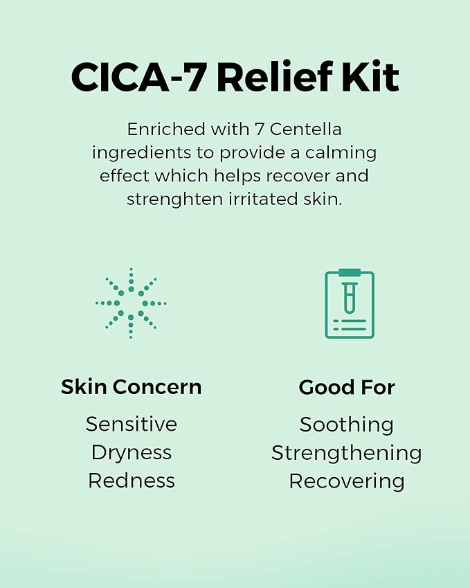 COSRX CICA Relief Kit | Toner, Serum, Cream with Centella Asiatica | Sensitive Skin, Soothing, Moisturizing | Travel Size Set, Gift Set, Korean Skincare, Not Tested on Animals, Paraben Free