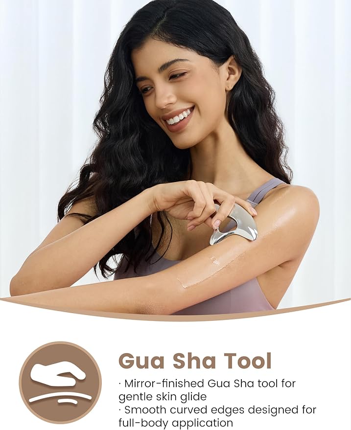 lifechill Stainless Steel Gua Sha, Muscle Scraper Tool, Lymphatic Drainage Massager for Self Care, Metal GuaSha Tool for Full Body, Trigger Point Massage Tools for Pain Relief