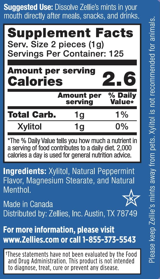 Zellie’s | 100% Xylitol | Gum Gift Set | Peppermint, Spearmint, Fresh Fruit, & Cinnamon | No Aspartame, Gluten Free, Vegan & Kosher Gum (100 Count – Pack of 4)