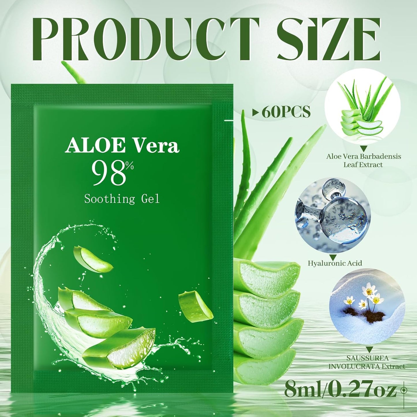 30 Pcs Aloe Vera Gel Bulk Travel Size Soothing Gel 98% Organic Aloe Vera Moisturizer for Skin and Hair Face Moisturizer for Sunburns Relief, Razor Burns, DIY Skincare