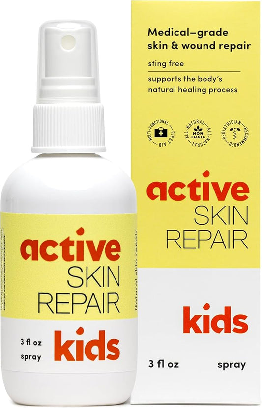 Active Skin Repair Kids First Aid Spray - Non-Toxic & Natural Antiseptic for Minor Cuts, Wounds, Scrapes, Rashes, Sunburns, and Other Irritations (3oz Spray)