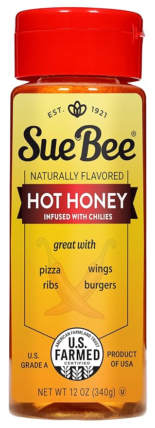 Sue Bee Naturally Flavored Hot Honey Chili Infused For Ribs, Wings, Burgers, 12 oz