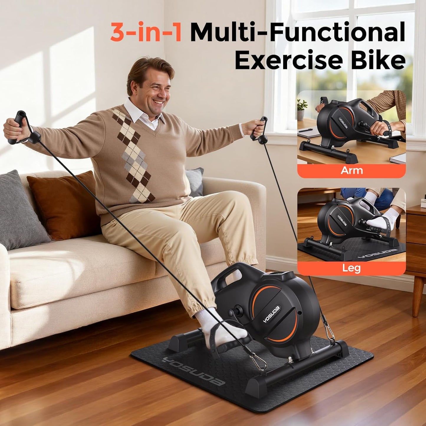 YOSUDA Under Desk Bike Pedal Exerciser - Magnetic Mini Exercise Bike, Desk Pedal Bike for Home/Office Workout