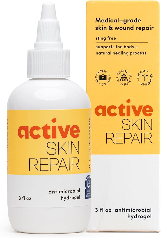 Active Skin Repair First Aid Healing Skin Hydrogel - Natural & Non-Toxic Repairing Ointment with Hypochlorus Acid for Minor Cuts, Wounds, Scrapes, Rashes, Sunburns, & More, 3 oz