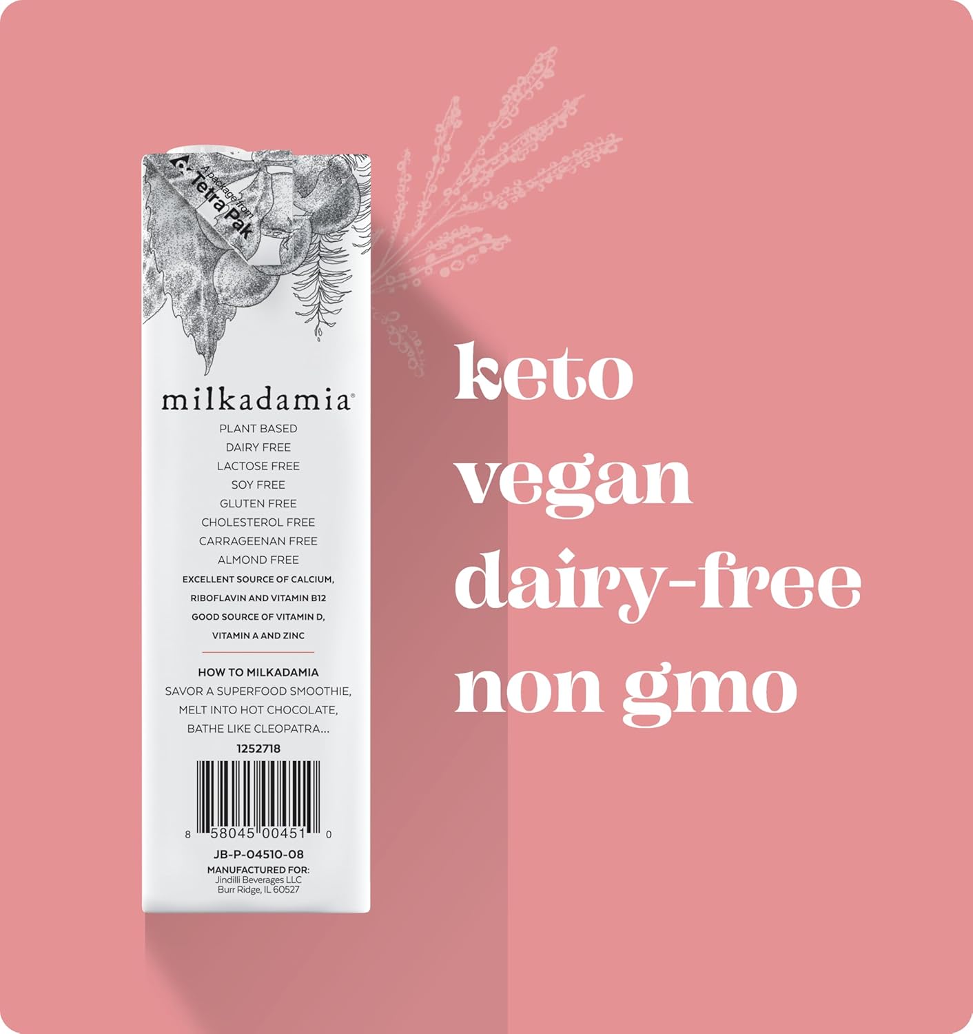 milkadamia Macadamia Milk - Unsweetened Barista - 32 Fl Oz (Pack of 6) - Lactose Free, Vegan, Shelf Stable, Plant Based, Non Dairy, Dairy Free