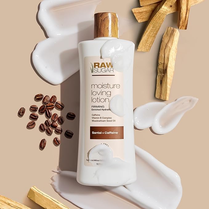 Raw Sugar Santal Body Love Bundle - Body Scrub, Body Lotion, Soap Bar, & Deodorant, Vegan and Cruelty Free, Formulated without Sulfates + Parabens