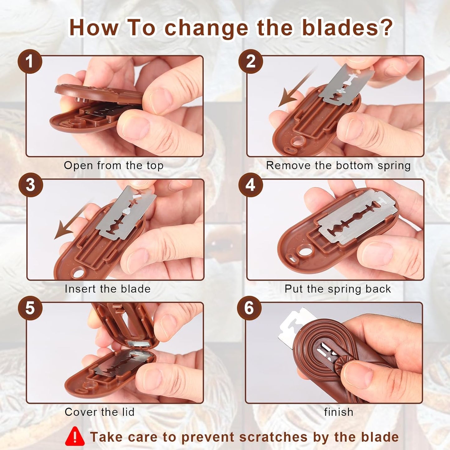 Bread Lame Upgraded Extractable Lame Bread Tool& Anti-Slip Handle with Long Retractable Razor Magnetic Reusable Dough Scoring Tool, Sourdough Scoring tool （Bread Making 5 Razor Blades）