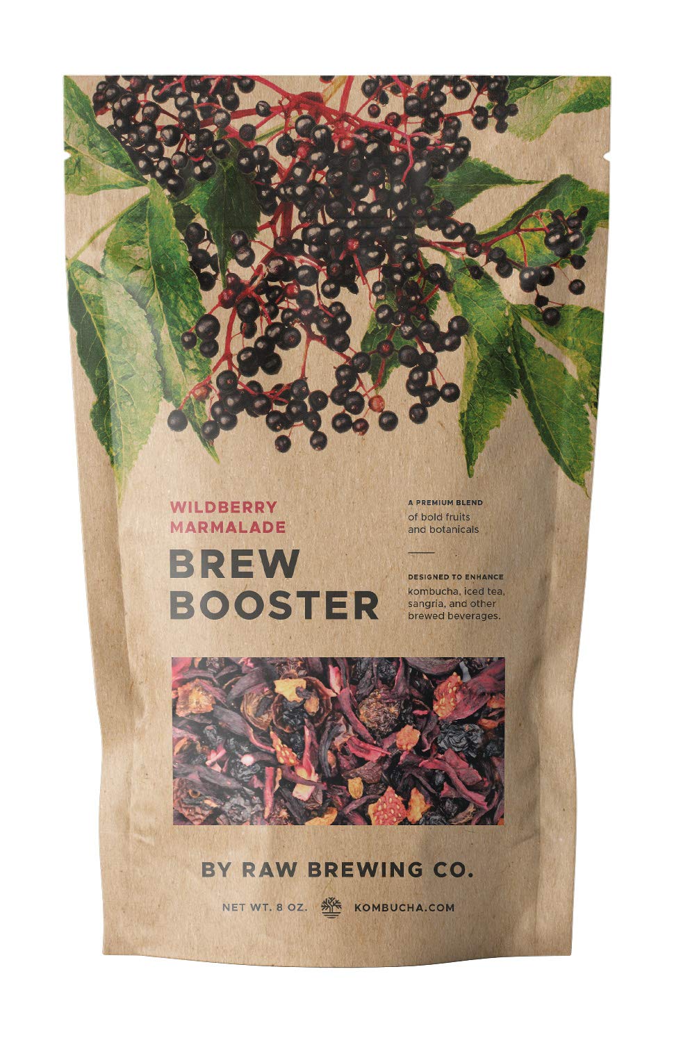 Wildberry Marmalade BREW BOOSTER - Super Premium Elderberry, Currant, Strawberry Blend w/ Hibiscus & Botanicals for Creating Store Quality Kombucha, Flavored Iced Tea, Sangria and More - All Natural, Loose Leaf, Caffeine Free, No Artificial Flavors (8 oz)