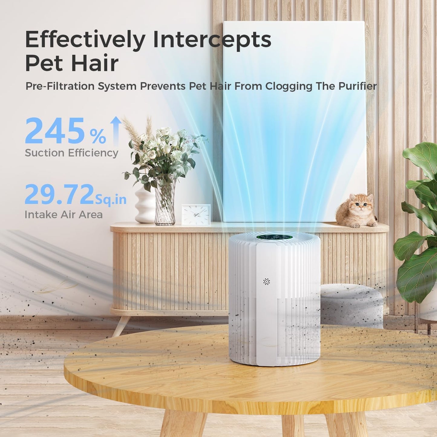 Air Purifiers For Bedroom And Home 1095 Sq. Ft True H13 HEPA Pet Air Purifier For Dorm Room With Air Quality Display 360° Air Intake & Outlet For Bedroom Office, DH-JHD07(White)