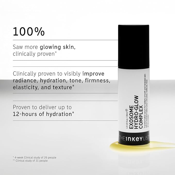 The INKEY List Exosome Hydro-Glow Complex, Boosts Collagen Production, Rejuvanating Skincare, Advanced Hydration, Suitable For All Skin Types