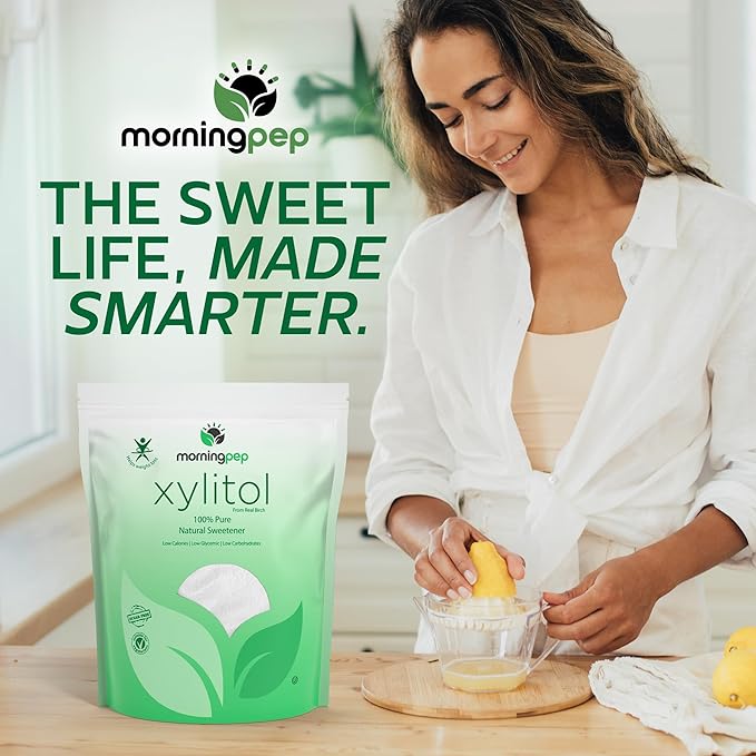 Morning Pep Pure Birch Xylitol (Keto Diet Friendly) Sweetener with no Aftertaste 5 LBs (Not from Corn) Non GMO Kosher Gluten Free Product of USA. 80 Onces