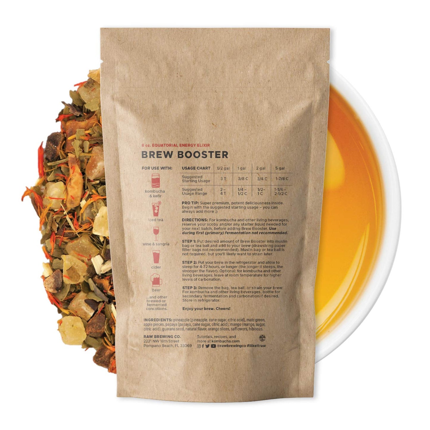 Equatorial Energy Elixir Brew Booster – Premium Botanical Kombucha Flavoring Blend for Home Brewed Kombucha, Tea, Sangria & More – Easy & Delicious Flavors for Your Kombucha Starter Kit – (8 ounce)