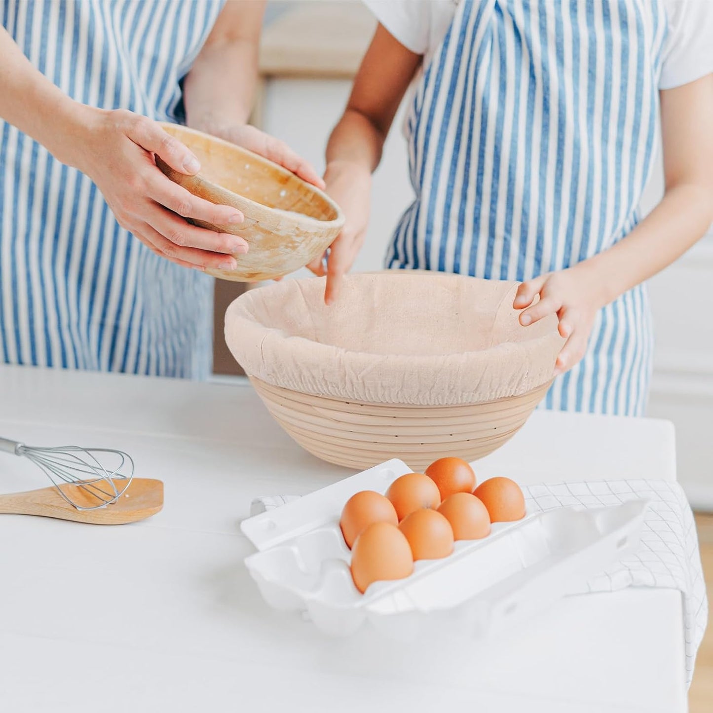 2 Pcs Bread Proofing Basket Cloth Liner Baking Dough Basket Cover Natural Rattan Banneton Proofing Cloth for Bakery Home Baking, about 10 inch