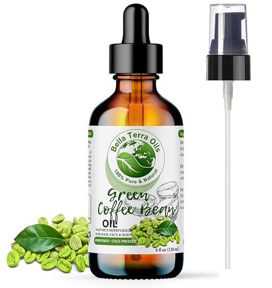 Bella Terra Oils - Green Coffee Bean Oil 4oz - Unveiling the Nutritional Treasure of Coffee Seed Oil, Ideal for Skin Hydration and Vitality