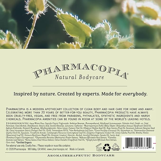 Pharmacopia Verbena Shampoo - Natural Hair Care with Plant Based & Organic Ingredients Aloe Vera, Jojoba Oil, Coconut Oil, and Chamomile Extract - Vegan, Cruelty Free, No Parabens or Sulfates, 16 oz