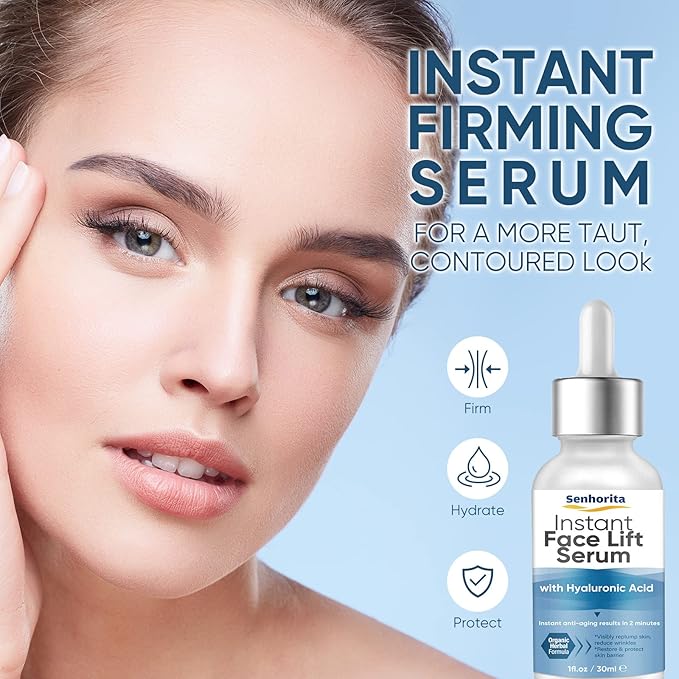 Instant Face Lift Serum, Temporary Skin Lifting & Tightening Serum, Effective Smooth Fine Lines, Wrinkles & Visibly Hide Loose Sagging Skin