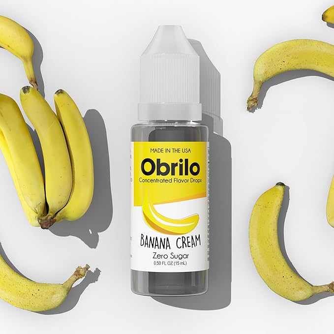 Obrilo Banana Cream Flavor Extract - Propylene Glycol (PG) Based - Water Soluble - Concentrated Food Flavoring for Baking, Candies, Desserts, Smoothies, Coffee & Tea - 15 mL/0.5 fl oz Dropper