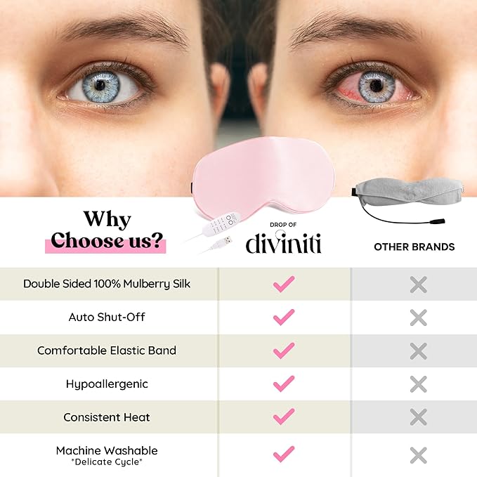 Heated Eye Mask for Dry Eye Relief - Stye Eye Treatment, Sinus Eyemask, Electric Eye Mask for Dry Eyes Moist Heat, Dry Eye Masks with Moist Heat Warming Compress Eye Mask - Warm Compress - DiviniTi
