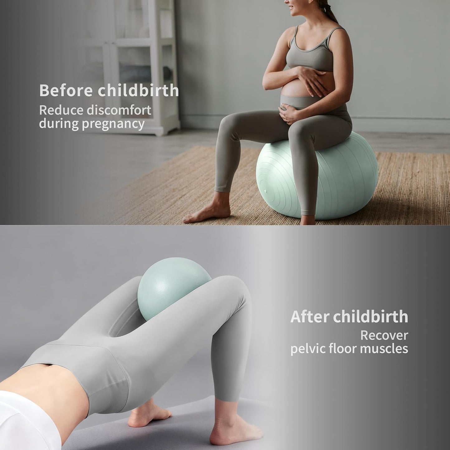 Exercise Balls Set 22-30 Inch & 9 Inch, Small Pilates Ball with Pump, Pregnancy Ball for Women, Yoga Balls for Exercise, Small Exercise Ball for Between Knees, Stability, Physio Green