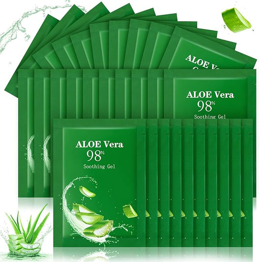 30 Pcs Aloe Vera Gel Bulk Travel Size Soothing Gel 98% Organic Aloe Vera Moisturizer for Skin and Hair Face Moisturizer for Sunburns Relief, Razor Burns, DIY Skincare