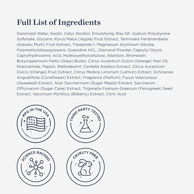 Firm + Balance Mineral Mask for Aging Skin- Exfoliating Clay Mask for Evening Complexion- Lift, Firm, Tighten Skin w/Pineapple & Papaya Enzymes, Tripeptides, Kakadu Plum