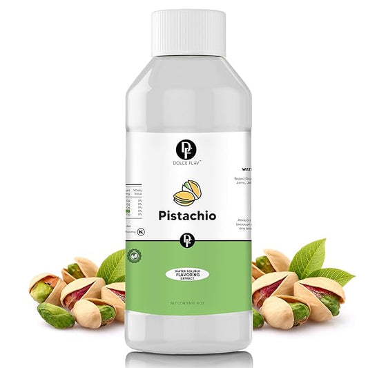Dolce Flav Pistachio Extract – 8 Ounce Water-Soluble Kosher, Sugar-Free, Concentrated Nutty Pistachio Flavor for Baking, Ice Cream & Pastries, Includes Measured Dropper