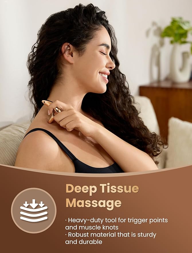 lifechill Trigger Point Massage Tool for Gua Sha, Lymphatic Drainage Massager, Deep Tissue Thumb Saver Acupressure Tool for Full Body Pain Relief, Gold