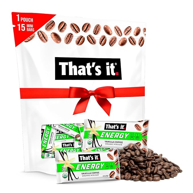 That’s it. Organic Energy Coffee Mini Bars - (1 Mini Bar = 1 Cup of Coffee) Grab and Go, No Added Sugars, Non-GMO, Caffeine Power Snack, Kosher, Allergy Friendly (Vanilla Coffee - 15 Count)