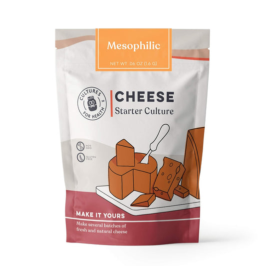 Cultures for Health Mesophilic Cheese Starter | 4 Packets Direct-Set Culture + 2 Rennet Tablets for Cheese Making | DIY Semi-Soft Fresh, Like Cheddar, Quark, Colby, Feta, Cottage, & More