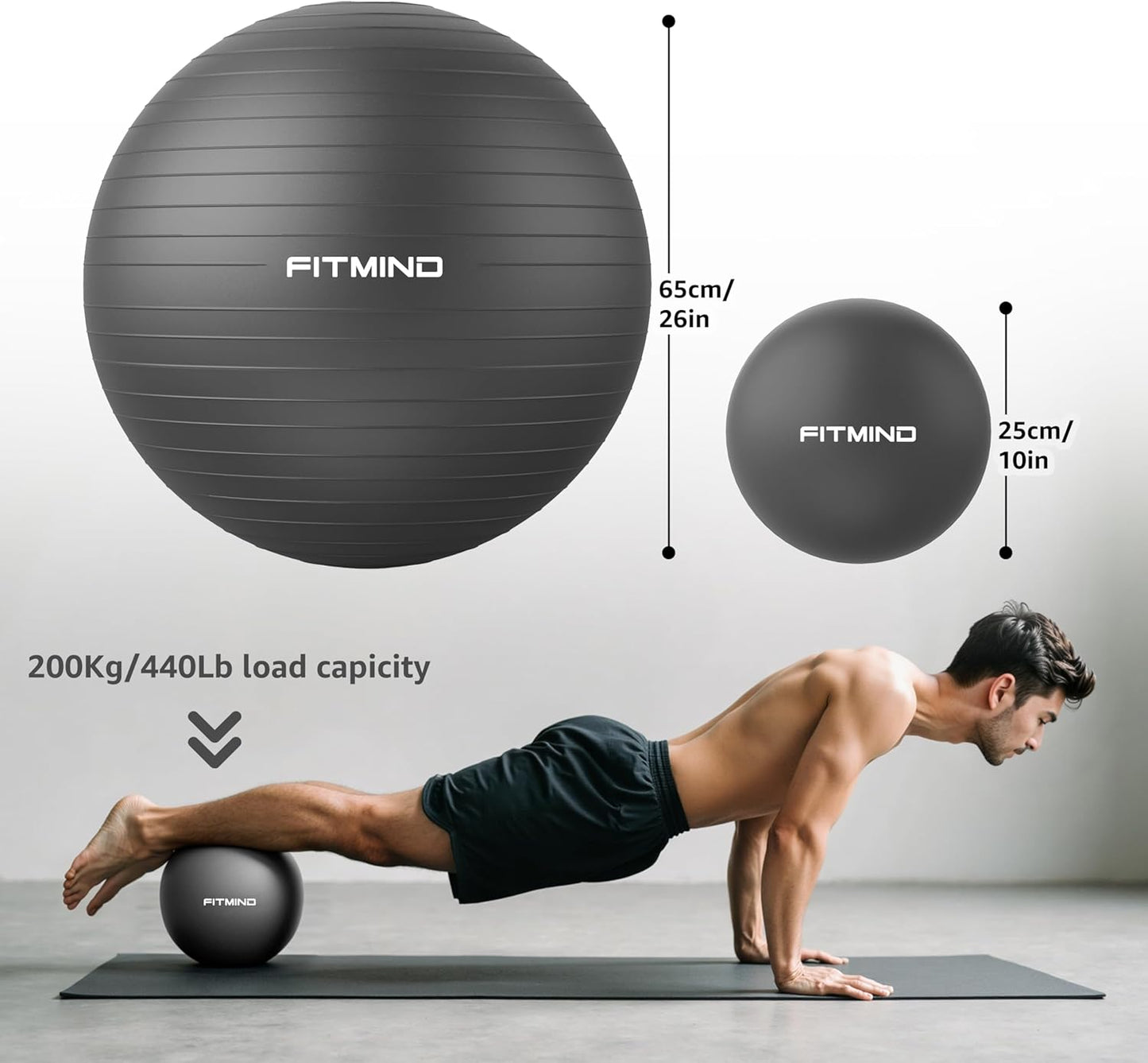 Exercise Balls Set 22-30 Inch & 9 Inch, Small Pilates Ball with Pump, Pregnancy Ball for Women, Yoga Balls for Exercise, Small Exercise Ball for Between Knees, Stability, Physio  Blalck