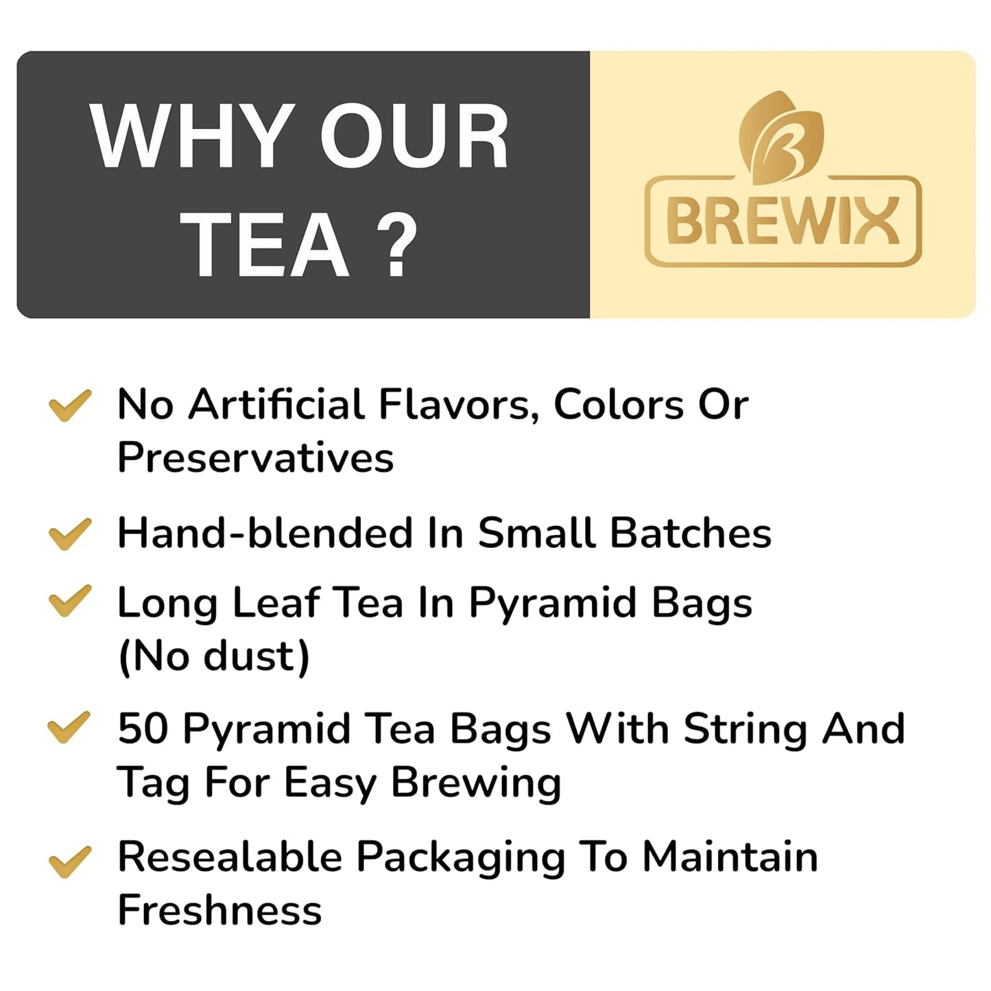 BREWIX, Earl Grey Tea Bags (22 Pyramid Tea Bags) Long Leaf Indian Black Tea with Bergamot, Packed in Resealable Ziplock Pouch | Black Tea with Bergamot