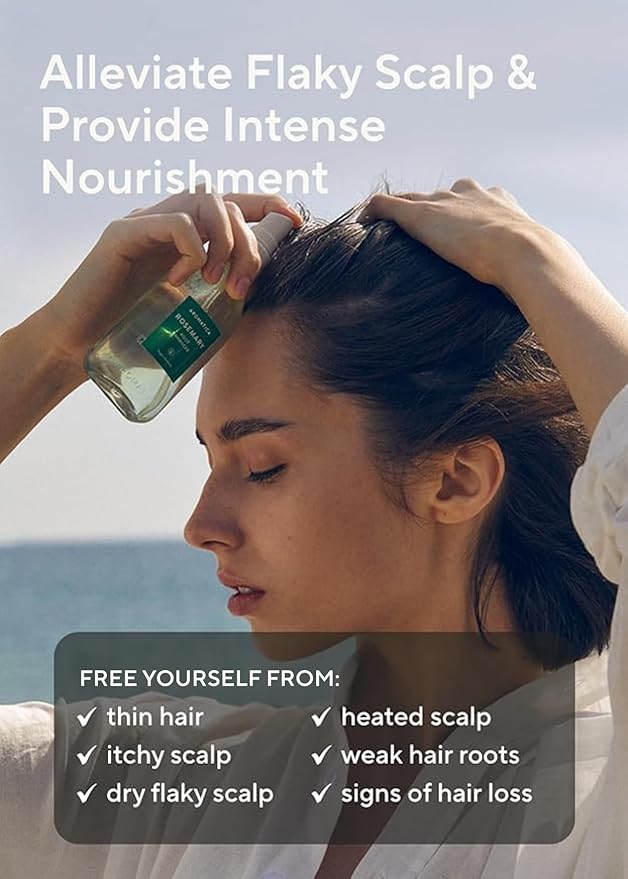 AROMATICA Root Enhancer Rosemary water spray for hair growth – Korean Hair Care Oil for Scalp Detox – Flaky & Itchy & Dry Scalp Treatment – Free from Sulfate, Silicone, and Paraben (3.38oz)