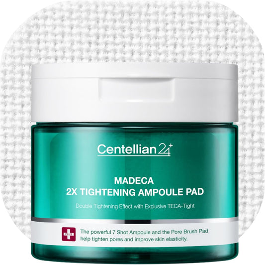 Centellian 24 Madeca Double Tightening Ampoule Pad (5.58fl oz x 60 pcs) - Pore Minimizer, Hydrating & Exfoliating Pads for Smoother Skin Texture, Vegan Certified, Korean Skin Care