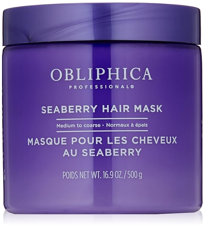 Obliphica Medium to Coarse Seaberry Mask, 1.05 Pound - Nourishing and Restorative Hair Treatment for Medium to Coarse Hair Types, Ensuring Lustrous Shine, Manageability, and Revitalization