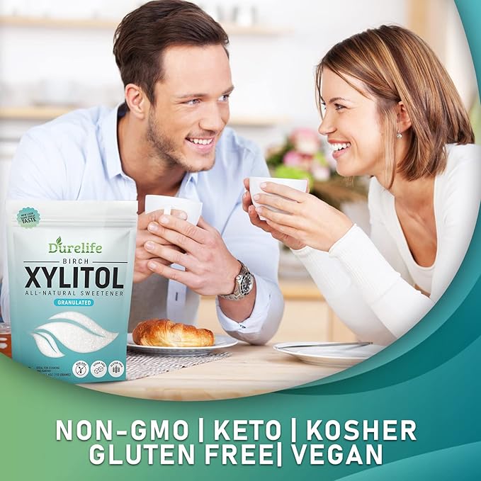 DureLife XYLITOL Sugar Substitute 4 OZ Made From 100% Pure Birch Xylitol NON GMO - Gluten Free - Kosher,Natural sugar alternative, (4OZ SAMPLE SIZE)