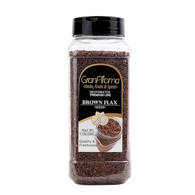 GranAroma Brown Flax Seeds, Baking, Egg Replacement, Linseeds (1.3 Pound)