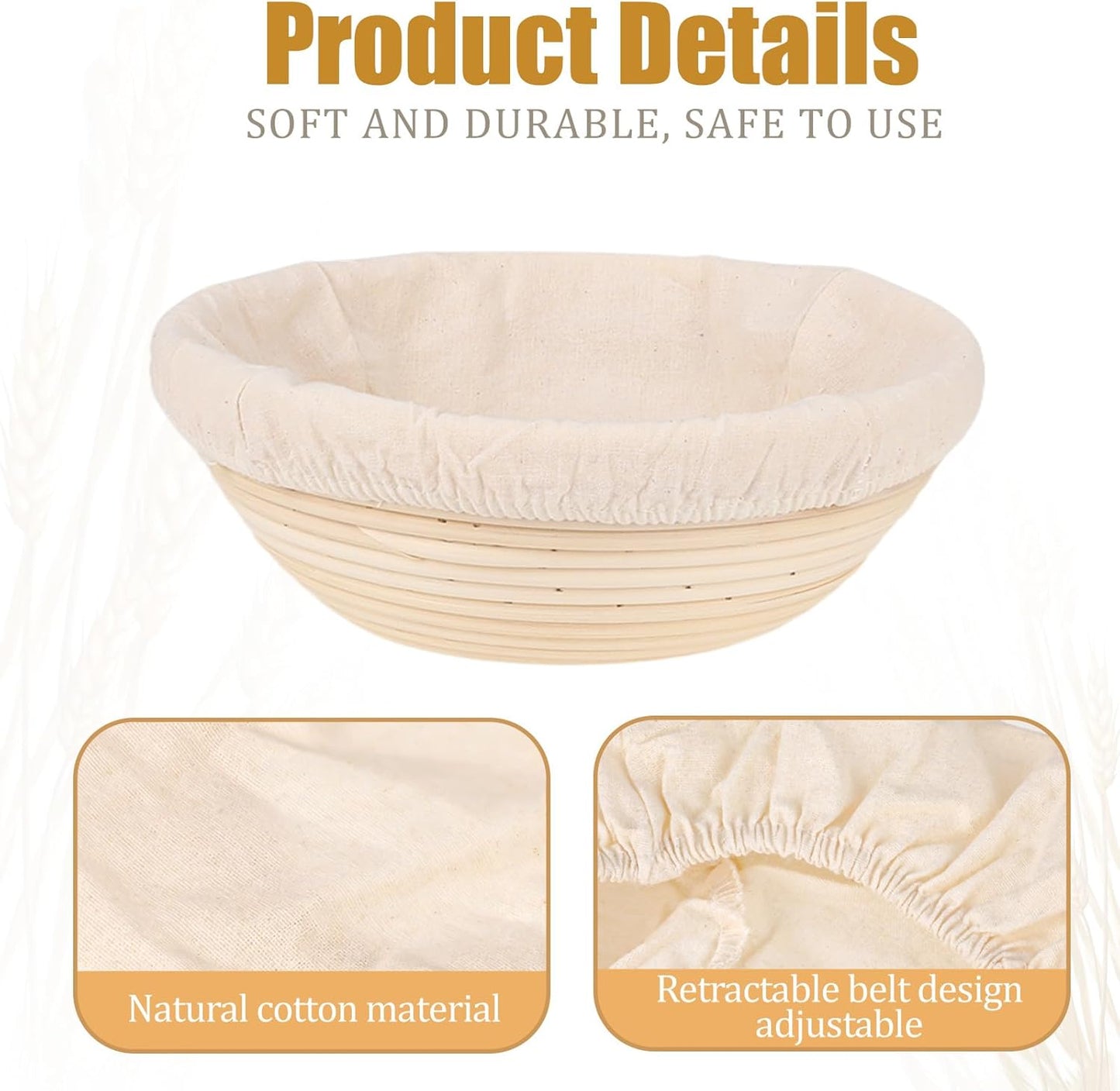 2 Pcs Bread Proofing Basket Cloth Liner Baking Dough Basket Cover Natural Rattan Banneton Proofing Cloth for Bakery Home Baking, about 10 inch