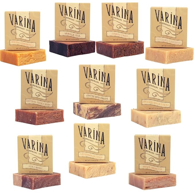 Varina Natural Goat Milk Variety Bar Soap - Gentle Cleansing for Sensitive Skin, Sweet and Vanilla - 10 Pack