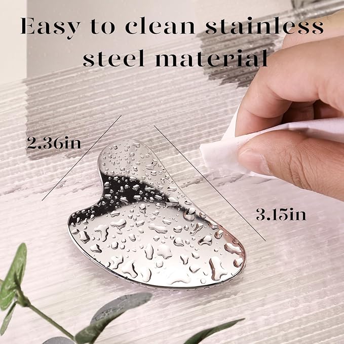 BAIMEI Stainless Steel Gua Sha for Self Care, Metal Gua Sha Facial Tool, Guasha Tool for Face and Body Treatment, Back Muscles Pain Relief, Gift for Men Women