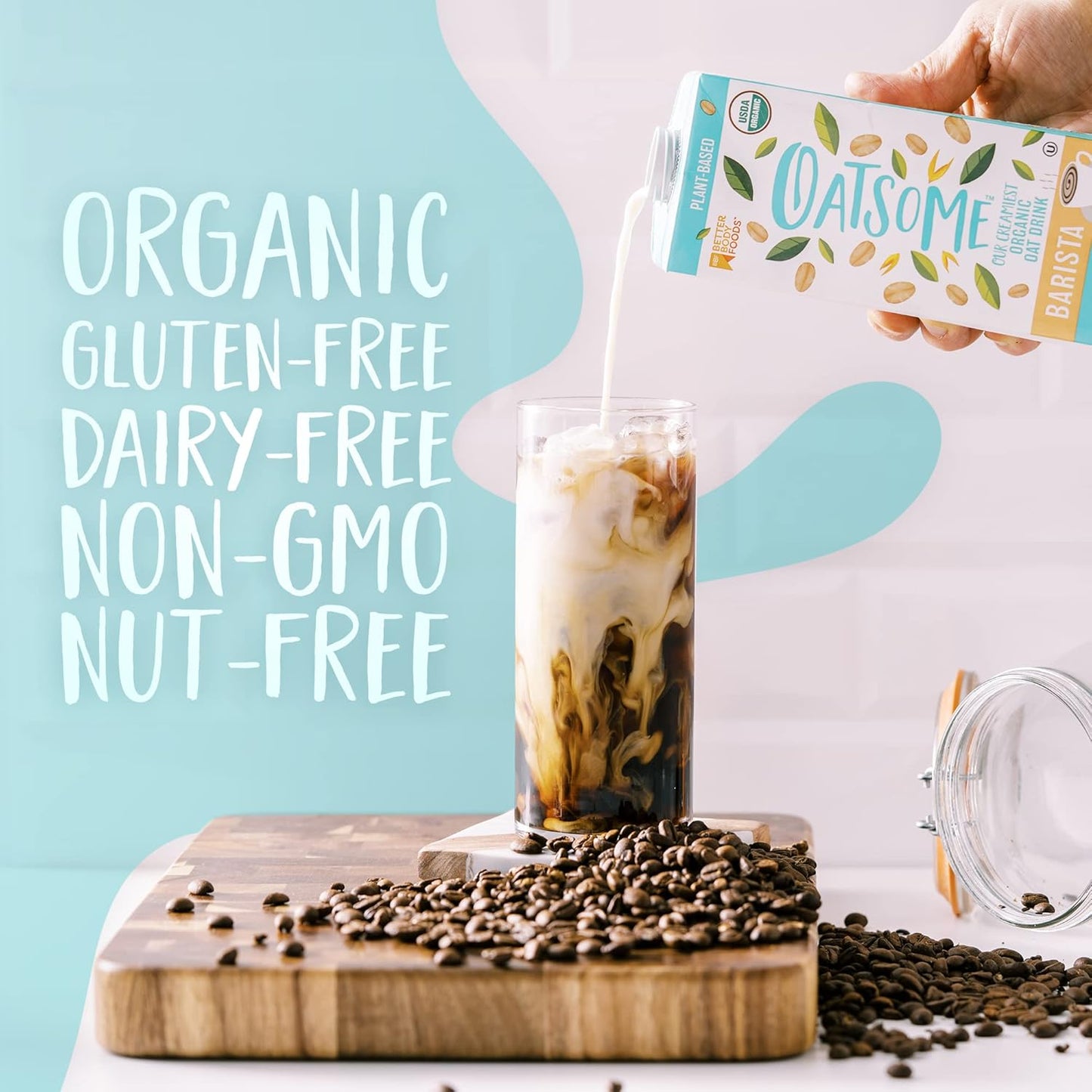 Oatsome Organic Oat Milk, Barista Blend, Gluten-Free, Dairy-Free (6 Pack), 33.8 Fl Oz