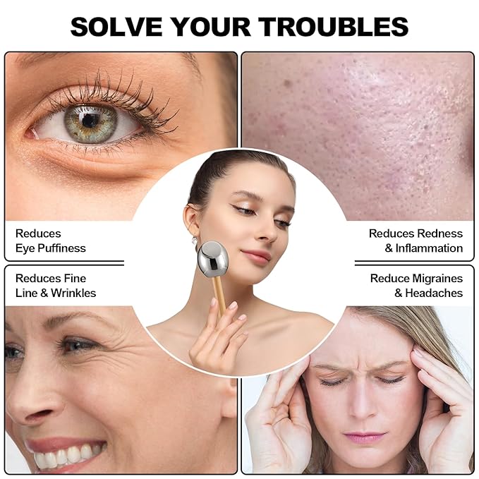 Ice Globes-Facial Skin Care Tools for Women,Ice Globes for Face-Unbreakable Steel Cooling Roller,Cryo Sticks for Face -Tighten Skin and Reduce Puffiness