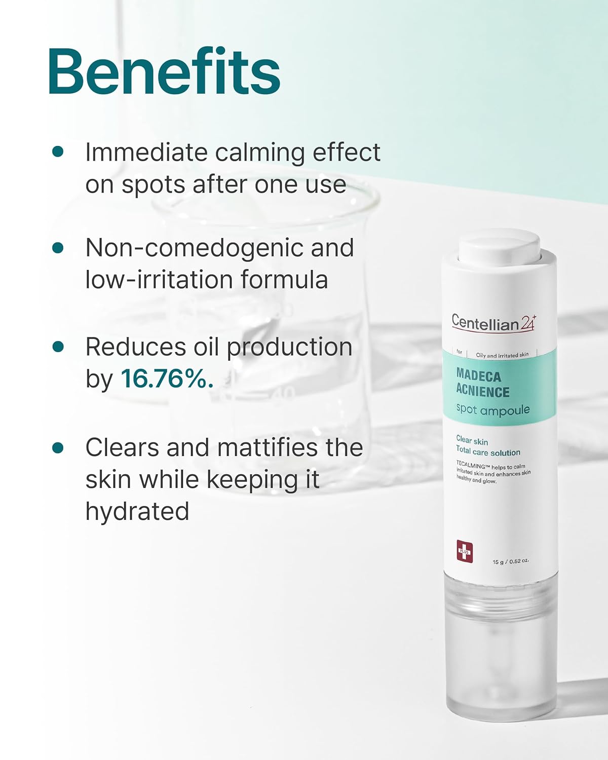Centellian 24 Madeca Acnience Spot Ampoule (0.52oz) - Intensive Spot Care for Oily & Sensitive Skin, Controls Sebum, Soothes Redness, Korean Skin Care. Formula with Tecalming & Centella Extract