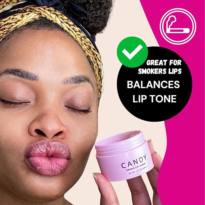 Minimo Candy Lip Exfoliator Scrub & Moisturizer - Lip Scrubber Exfoliator- Lip Brightening For Dark Lips Smoker| Removes Dead Skin from Dry Chapped Lips - Nourishes & Hydrates(1 oz) Grape Nectar
