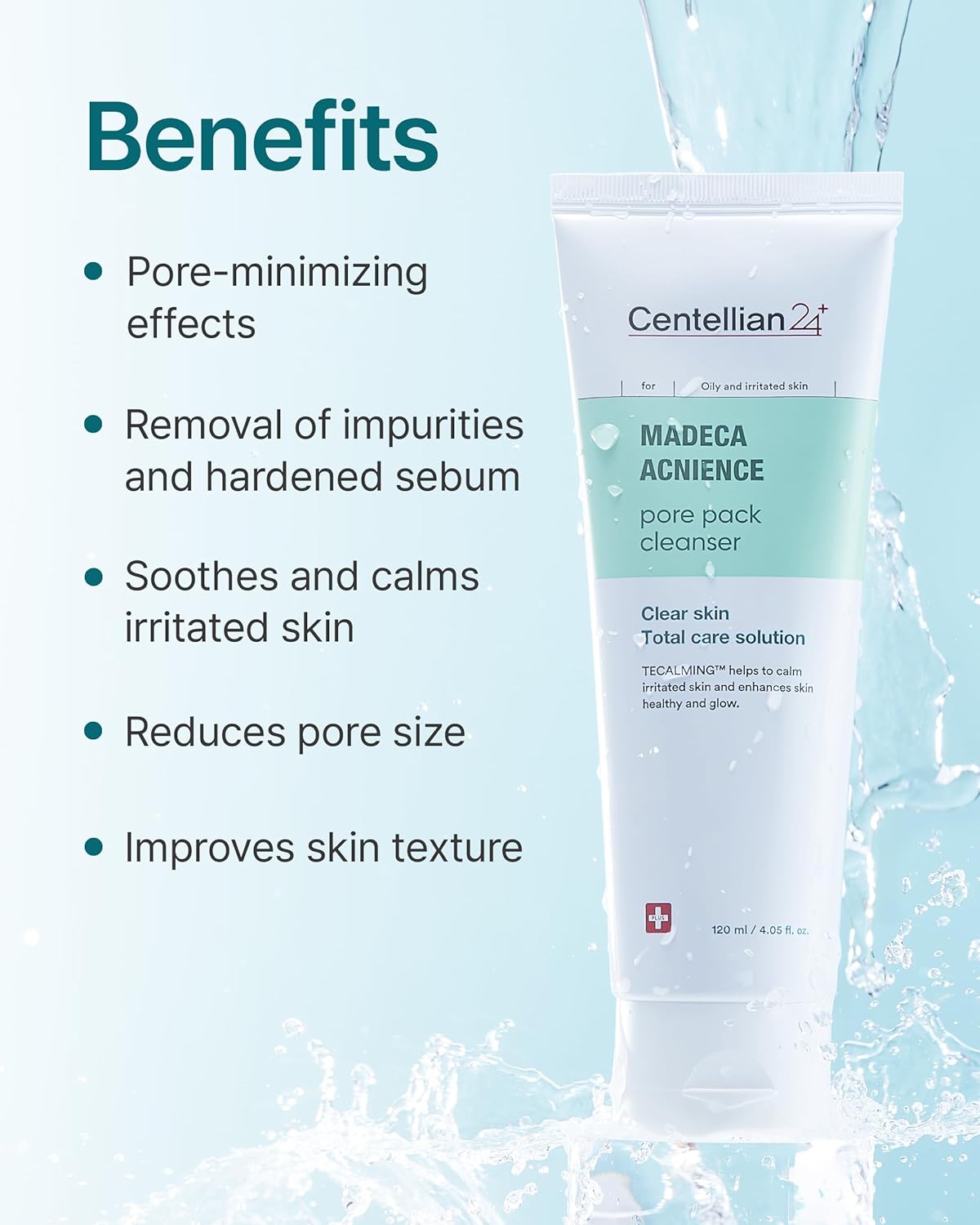 CENTELLIAN 24 Madeca Acnience Pore Pack Cleanser (4.05fl oz) - Dual Action Clay Cleanser & Mask for Pore Minimizing, Sebum Control, Removes Impurities, Korean Skin Care. Centella Asiatica, Tecalming.