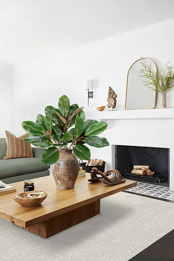 Briful Faux Magnolia Branches 22 Inches Artificial Leaves Stems Faux Greenery for Home Bathroom Table Vase Farmhouse Decor (Dark Green - Pack of 3)