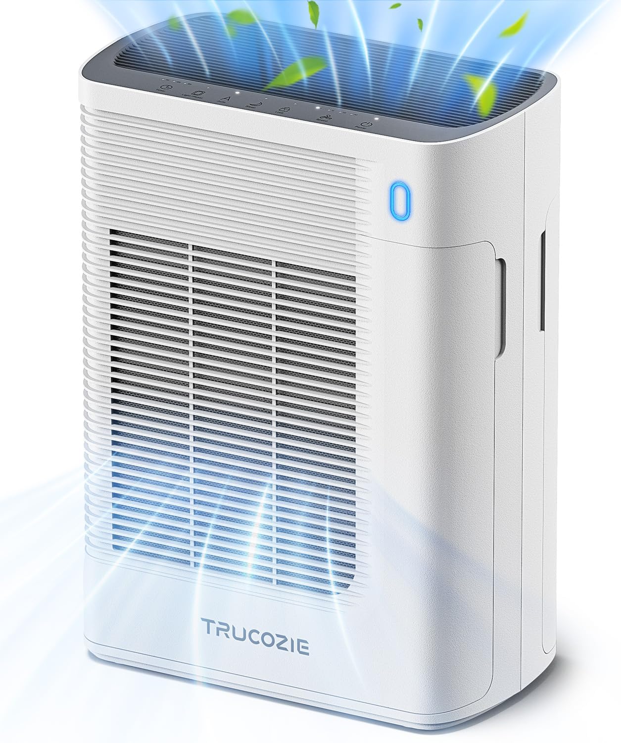 Trucozie T356 Air Purifier for Home Large Room Bedroom Up to 1937 Ft² in 1 Hr With Double-sided Air Inlet, Air Quality and Light Sensors, HEPA Sleep Mode for Allergies, Dust, Smoke, Pet Hair, White