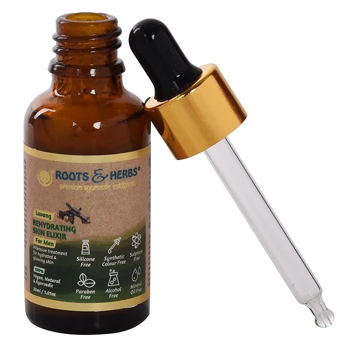 Roots & Herbs Ayurvedic Natural Treatment 100% Vegan No Paraben Lavang Rehydrating Skin Moisturizer Elixir for Men- 50 ML