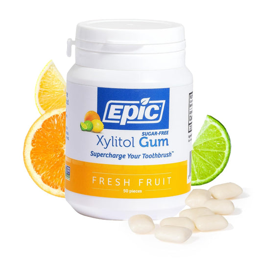 Epic 100% Xylitol Fresh Fruit Chewing Gum - Sugar Free, Aspartame Free Dental Gum - Supports Oral Health & Fresh Breath - 50 Pieces