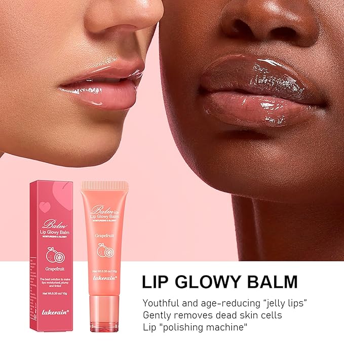 Lip Glowy Balm Hydrating Sleeping Lip Mask, Shine Glossy Finish Lip Oil - Reduce Lip Lines, Enhance Lip Color, Moisturizing & Plump Dry Chapped Lips Care Non-Sticky Lip Balm (#3 Grapefruit)